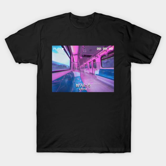 Aesthetic Alone Japanese Text VHS Vaporwave T-Shirt by koolpingu